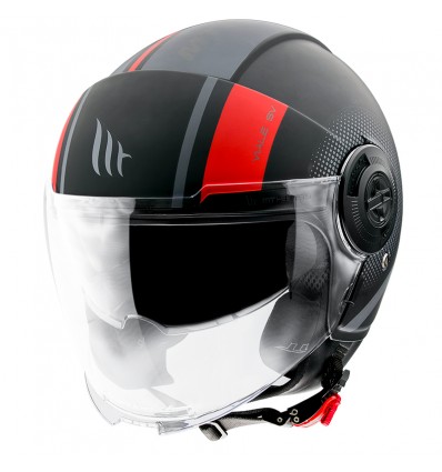 Casco Jet MT Helmets Viale grafica Phantom nero opaco e rosso