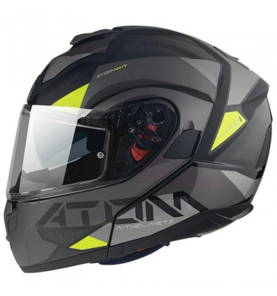 Casco MT Helmets apribile Atom SV W17 B2 nero, giallo e grigio opaco