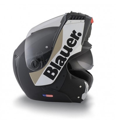 Casco Blauer Helmets Loft BKGR apribile nero opaco, bianco e grigio