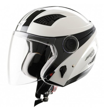 Casco Astone Helmets DJ10 Stripes doppia visiera bianco e nero