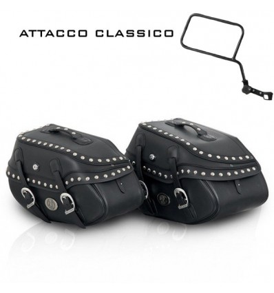 Valigie laterali in pelle Hepco & Becker Buffalo Custom 30 litri nere attacco classico