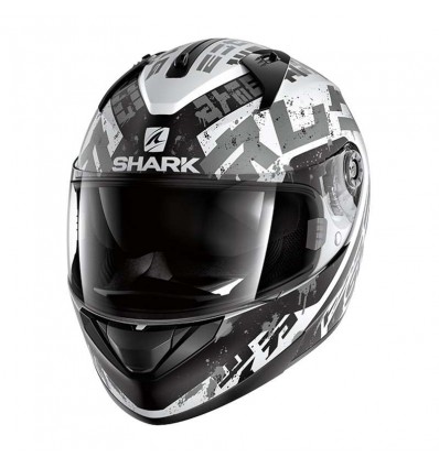 Casco Shark Helmets Ridill grafica Kengal bianco, nero e argento