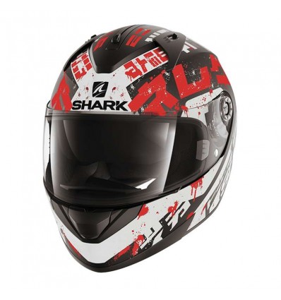 Casco Shark Helmets Ridill grafica Kengal nero, bianco e rosso
