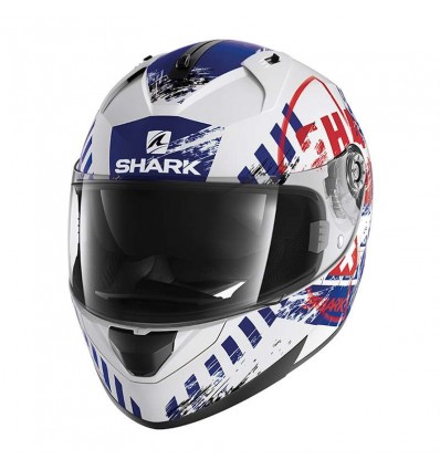 Casco Shark Helmets Ridill grafica Skyd bianco, blu e rosso