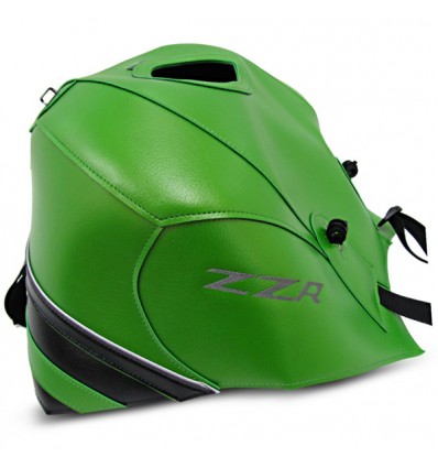 Copriserbatoio Bagster per Kawasaki ZZR1400 in similpelle verde madreperla e argento