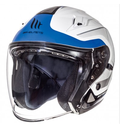 Casco Jet MT Helmets Avenue Crossroad bianco e blu