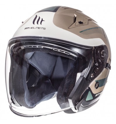 Casco Jet MT Helmets Avenue Crossroad bronzo e bianco