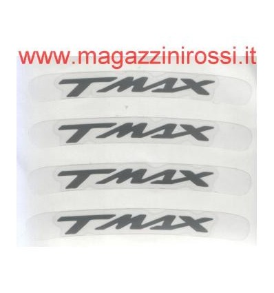 Set 4 adesivi scritta T-Max curvi 8 cm argento