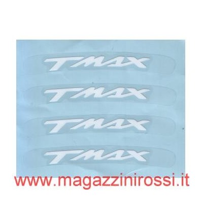 Set 4 adesivi scritta T-Max curvi 8 cm bianchi