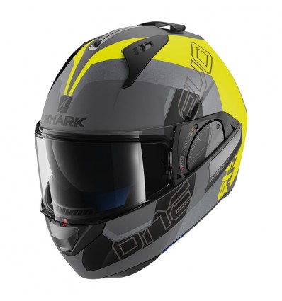 Casco Shark Helmets Evo-One 2 Slasher mat con mentoniera ribaltabile antracite, giallo e nero