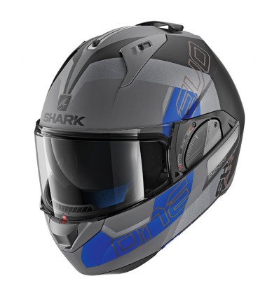 Casco Shark Helmets Evo-One 2 Slasher mat con mentoniera ribaltabile antracite, nero e blu