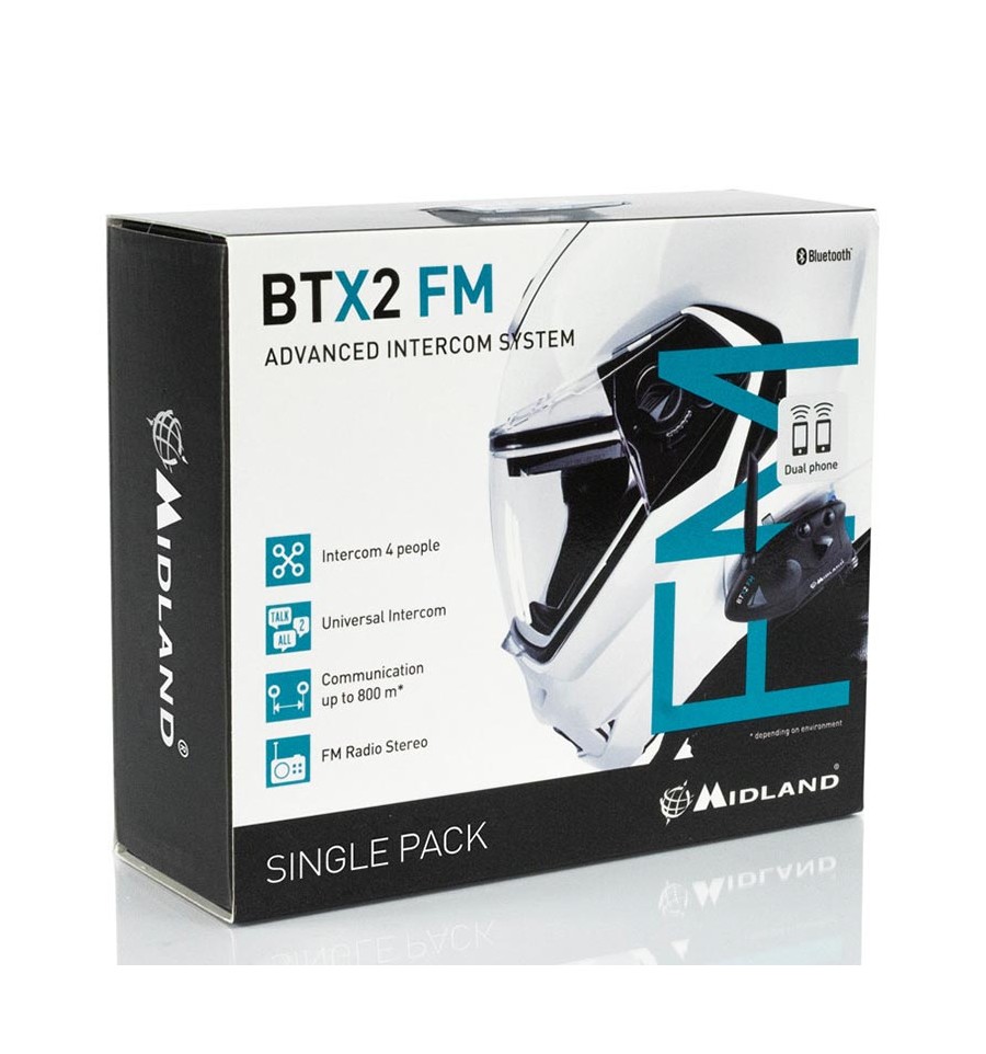 Interfono Bluetooth Midland BTX2 FM singolo