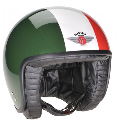 Casco Davida Jet Helmet grafica tricolore verde bianco e rosso