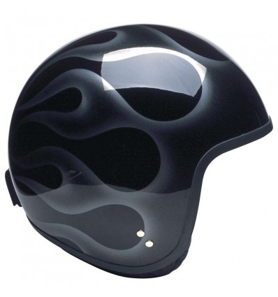 Casco Davida Jet Helmet grafica Silver Flames nero