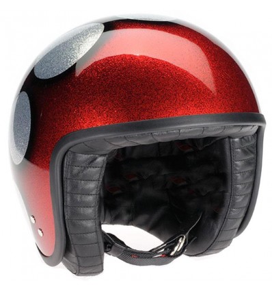 Casco Davida Jet Helmet grafica Cosmic Flake argento e rosso