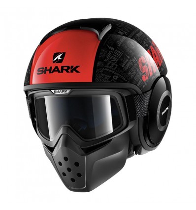 Casco Shark Drak grafica Tribute RM nero e rosso