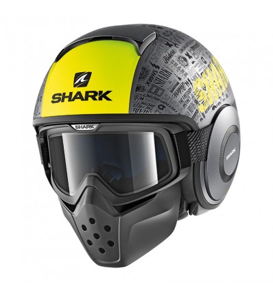 Casco Shark Drak grafica Tribute RM mat antracite, giallo e nero