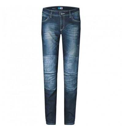 Pantalone jeans donna da moto PMJ Jeans Florida scuro con rinforzi in Twaron