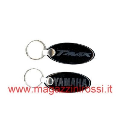 Portachiavi ovale in resina Yamaha e T-Max nero cromo