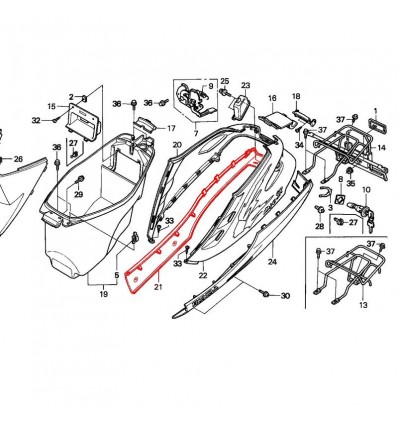 Bandella laterale dx originale per Honda Dio SC-01 e ZX 93