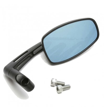Specchio Daytona da manubrio nero con vetro azzurrato