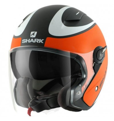 Casco Shark RSJ 3 con doppia visiera grafica Fast Line nero, arancio e bianco