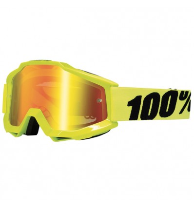 Occhiali da moto 100% Accuri giallo fluo con lente specchio
