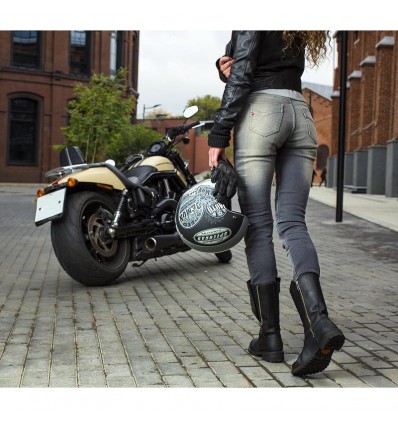 Pantalone jeans da moto Motto Stella Grey donna con rinforzi in kevlar