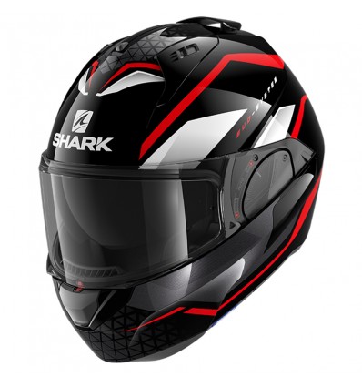 Casco Shark Helmets Evo-Es con mentoniera ribaltabile Yari, nero e rosso lucido
