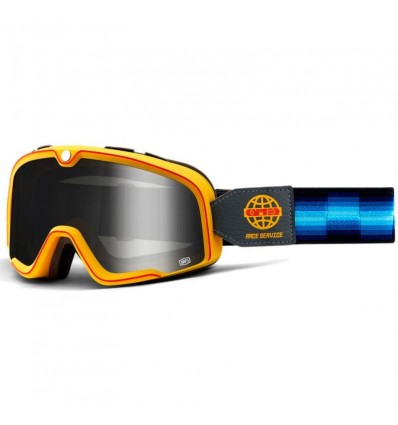 Occhiali da moto Barstow 100% Race Service con elastico nero e blu