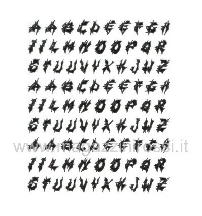 Foglio lettere adesive stile tribale nere