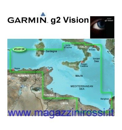 Cartuccia cartografia Garmin G2 Vision Regular VEU013R Italia sud ovest e Tunisia