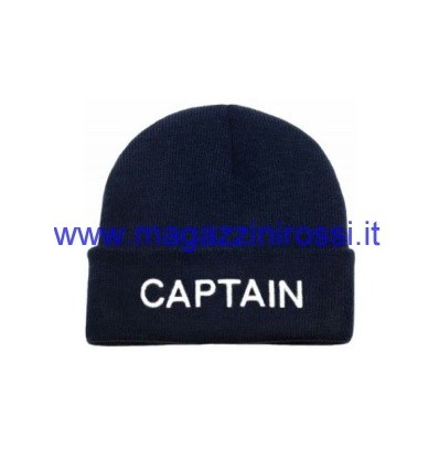 Cappello in cotone blu con scritta Captain