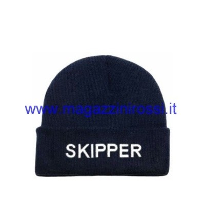 Cappello in cotone blu con scritta Skipper